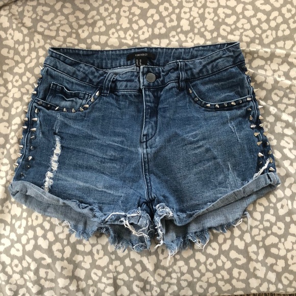 high waisted studded shorts